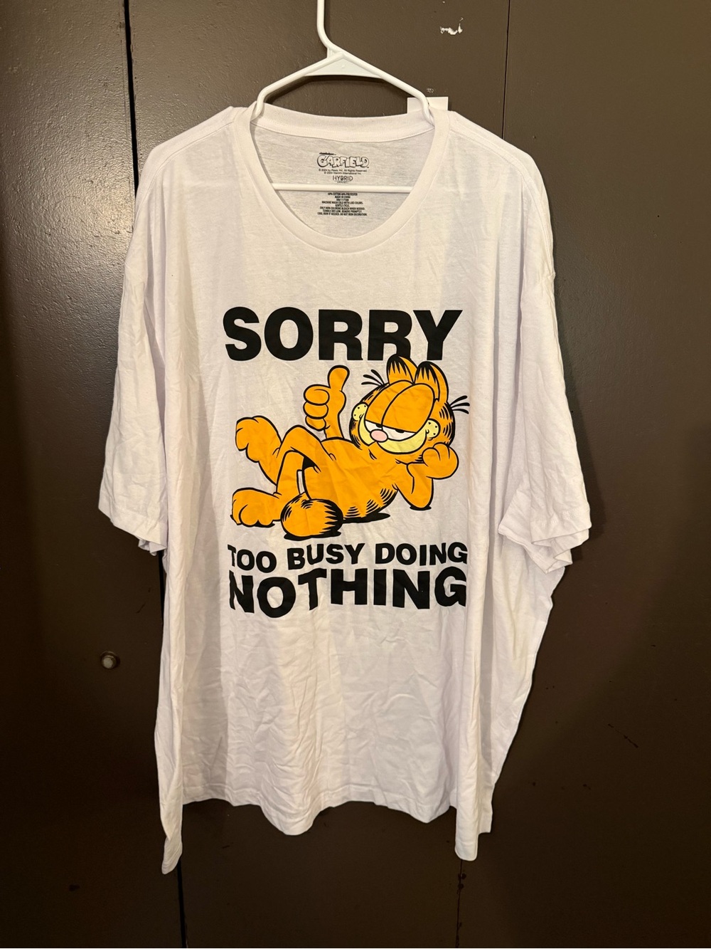 Garfield Graphic White Men's T-Shirt - 'Sorry Too Busy Doing Nothing'